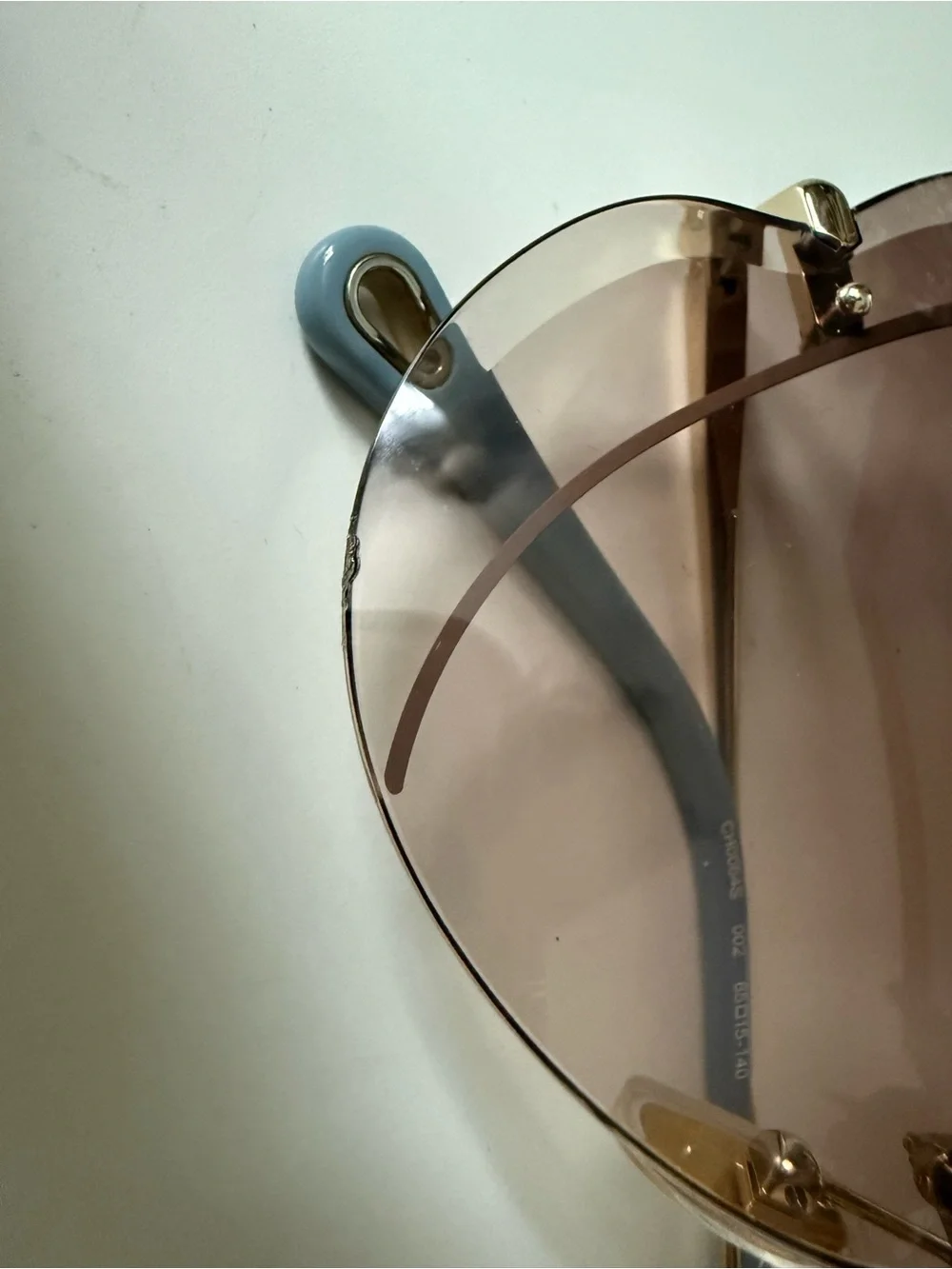 Chloe Gradient Brown Rimless Butterfly Sunglasses with Gold Bridge